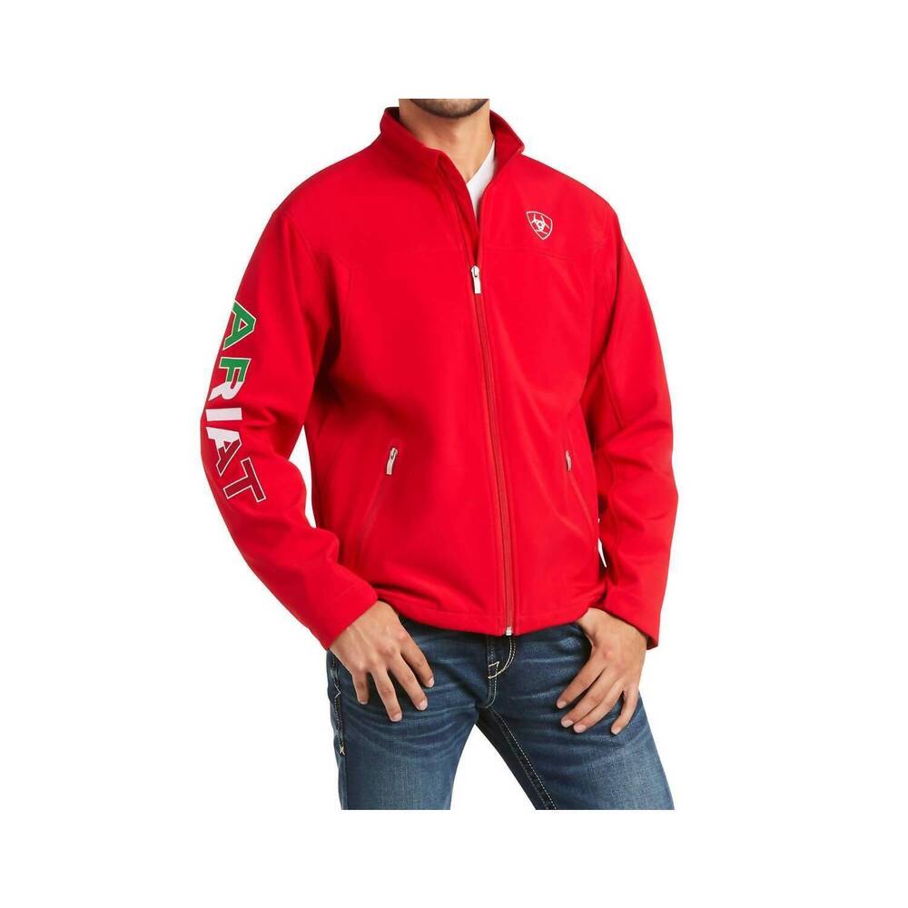 NEW ARIAT men's new team softshell mexico jacket in red